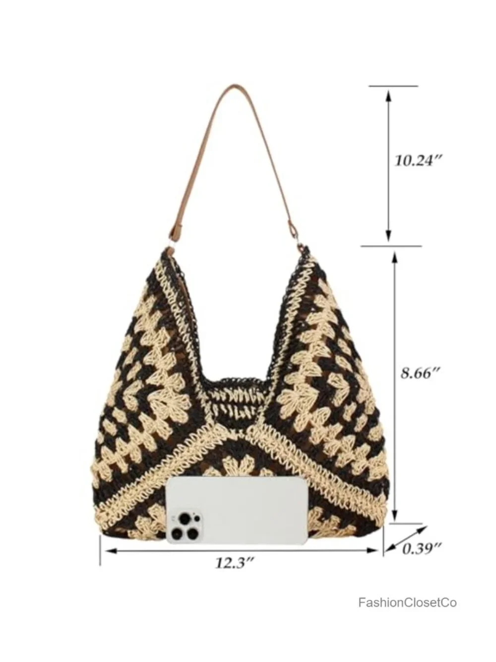 Boho Woven Straw Hobo Bag Large Summer Beach Purse Shoulder Tote